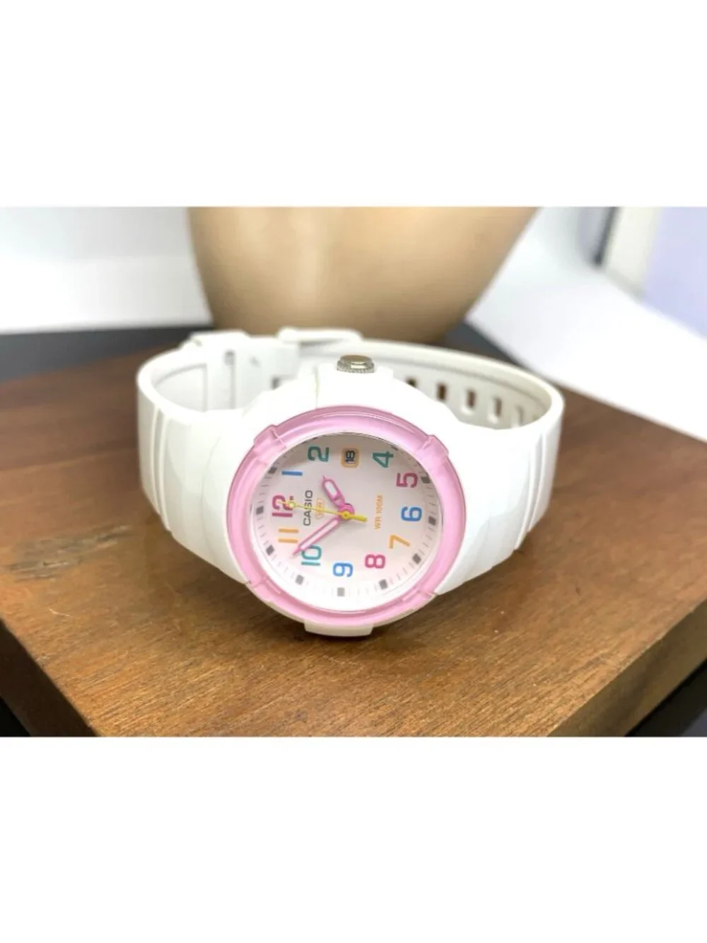 Casio Women's Watch LX800H Quartz Analog Pink White Resin Sport 3363 33mm